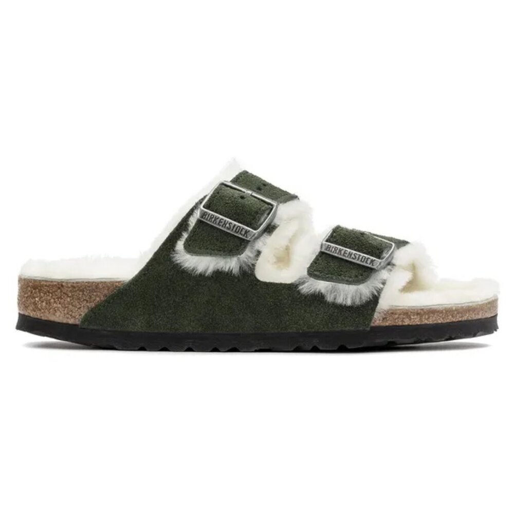 Birkenstock Arizona Shearling Suede Leather Mountain View Green Sandals EU39 - Picture 3 of 9